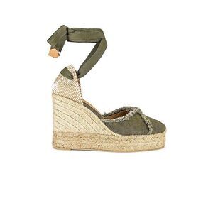 Castañer Womens Olive Green Clarina Ankle Strap Wedge Espadrille Sandals Size 39
